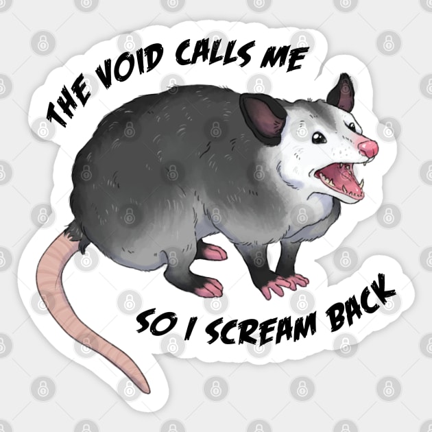 Opossum Screaming into the Void Sticker by E. Leary Art